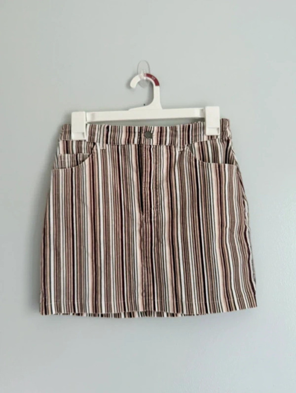 Forever 21 Striped Corduroy Velvet Mini Skirt Small